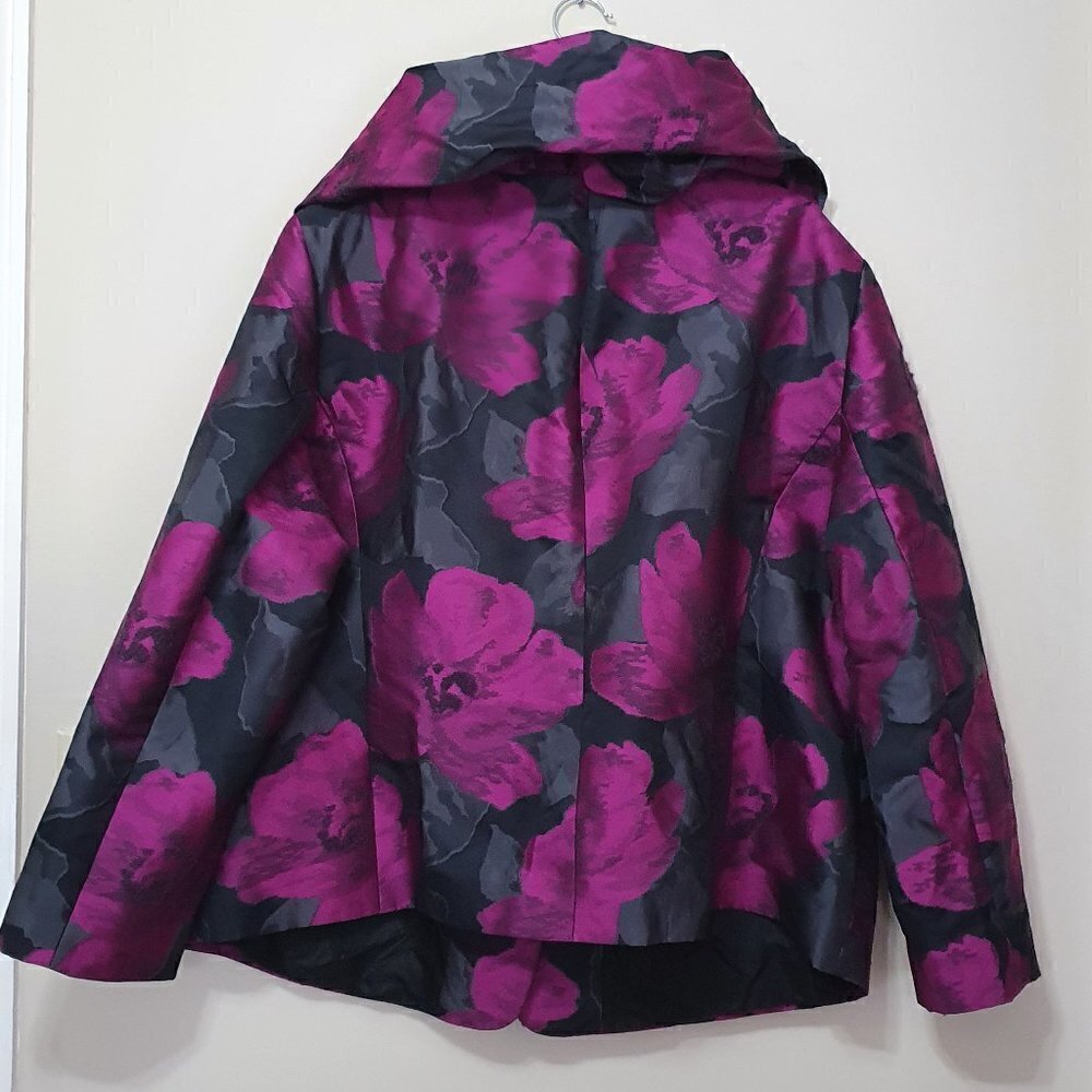 Lafayette 148 Blended Wool Purple Floral Print Blazer - Picture 9 of 9